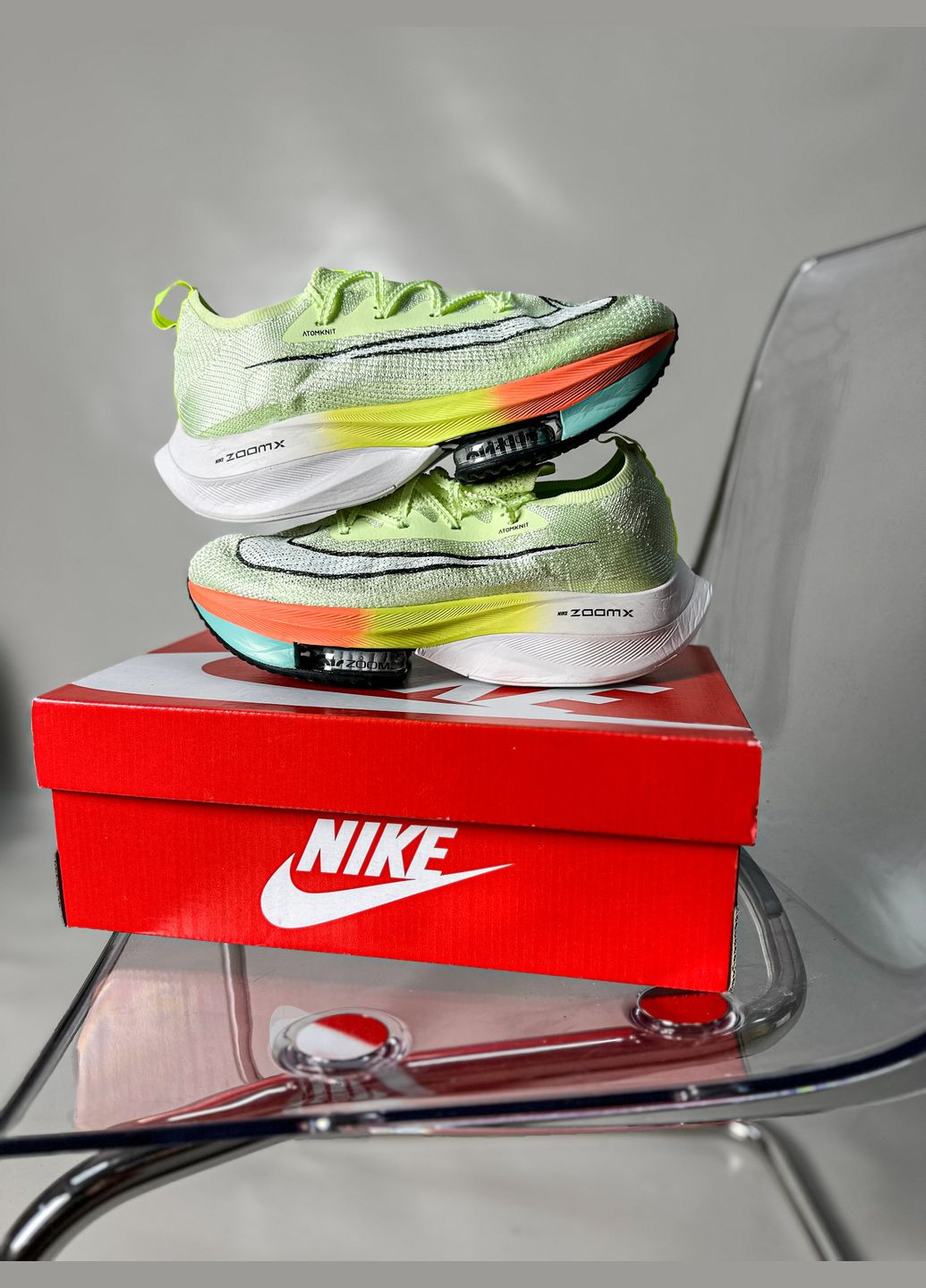 Зеленые демисезонные мужские и женские кроссовки nike air zoom alphafly next 2 green | найк аир зум алфафлай зеленые No Brand