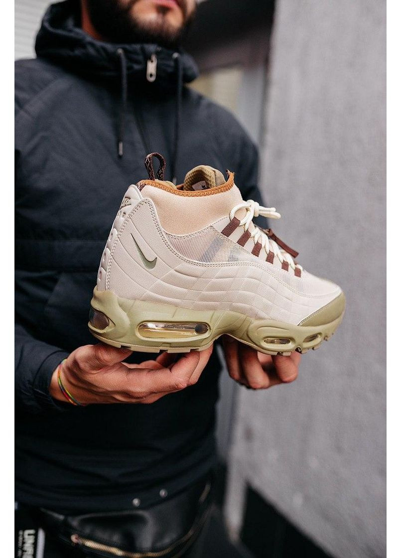 КРОССОВКИ ЖЕНСКИЕ NIKE AIR MAX 95 SNEAKERBOOT BEIGE НАЙК АИР МАКС 95 No Brand бежевые зима (367177207)