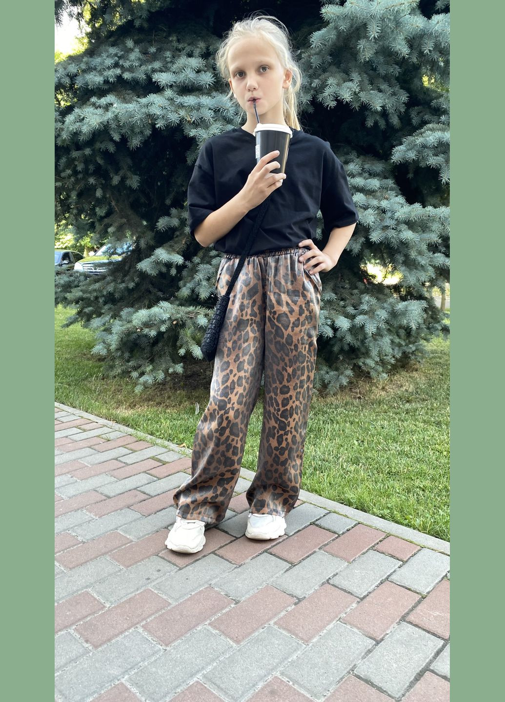 Комбинированный летний костюм футболка и лео штаны No Brand палаццо