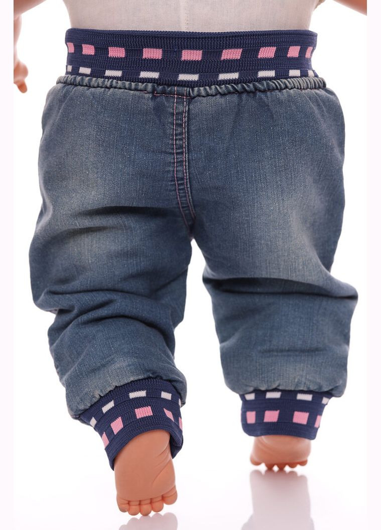 Джинси на махрі для дівчинки з ведмедиком світло-сині 68 см (51088) BABYKROHA (317042807)