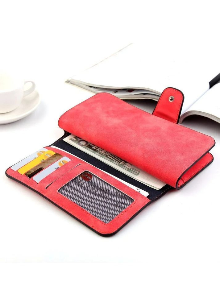 Замшевый женский кошелек клатч 19х10х3 см, Forever, Коралловый / Женский портмоне / Женский кошелек Baellerry (370967805)