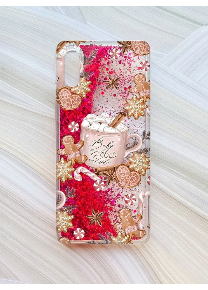 Чехол с плавающими розовыми блестками на Xiaomi Redmi 9A Новогодний фон (принт 426) Creative (400137549)