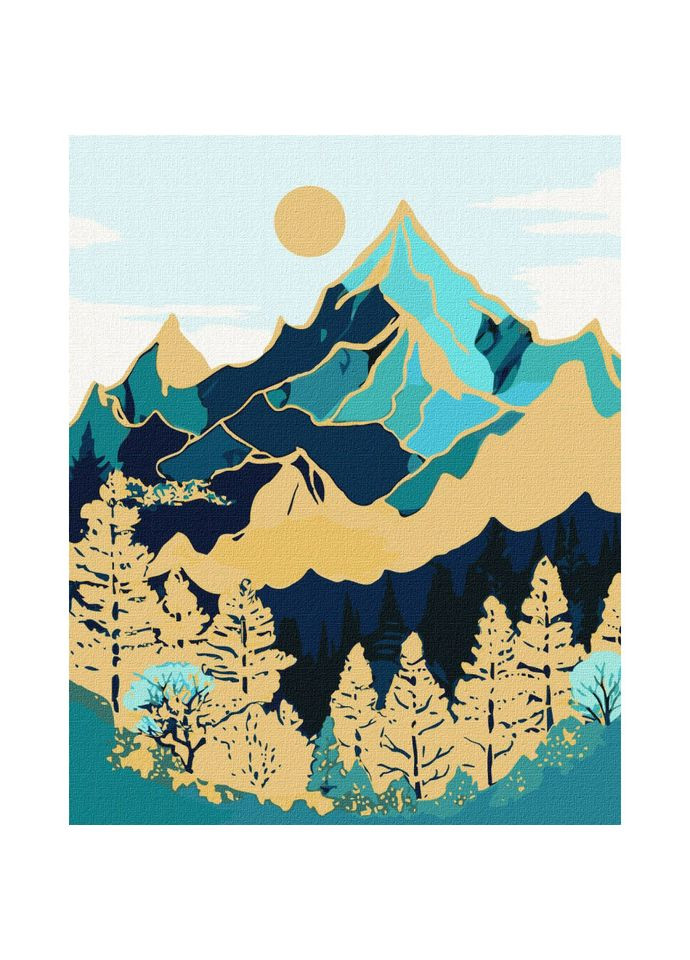 Картина за номерами "Гірський ландшафт" KHO5102 з фарбами металік extra Идейка (304408548)