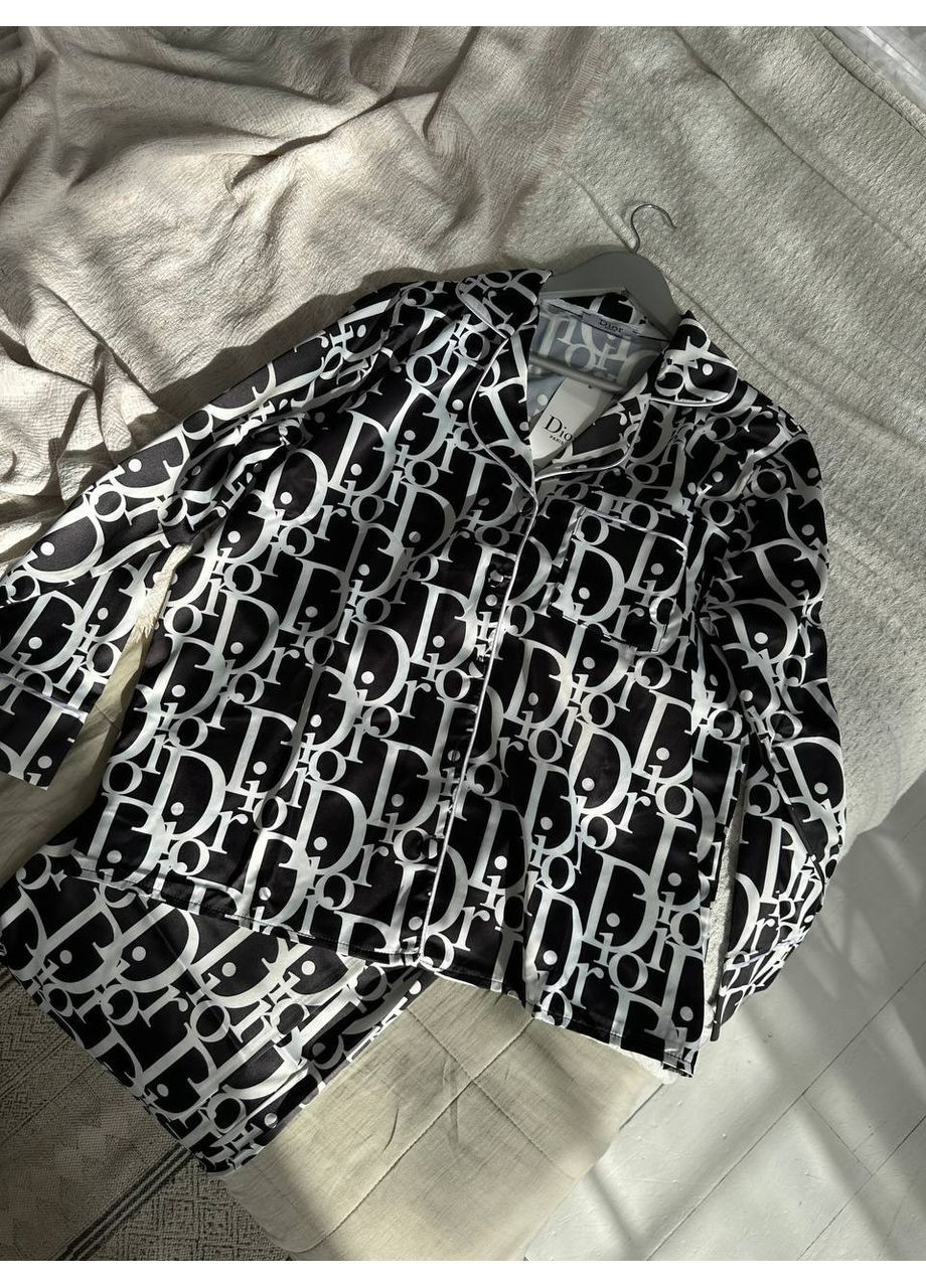 Черная всесезон женская пижама | черная рубашка + брюки Vital-Textile 1000