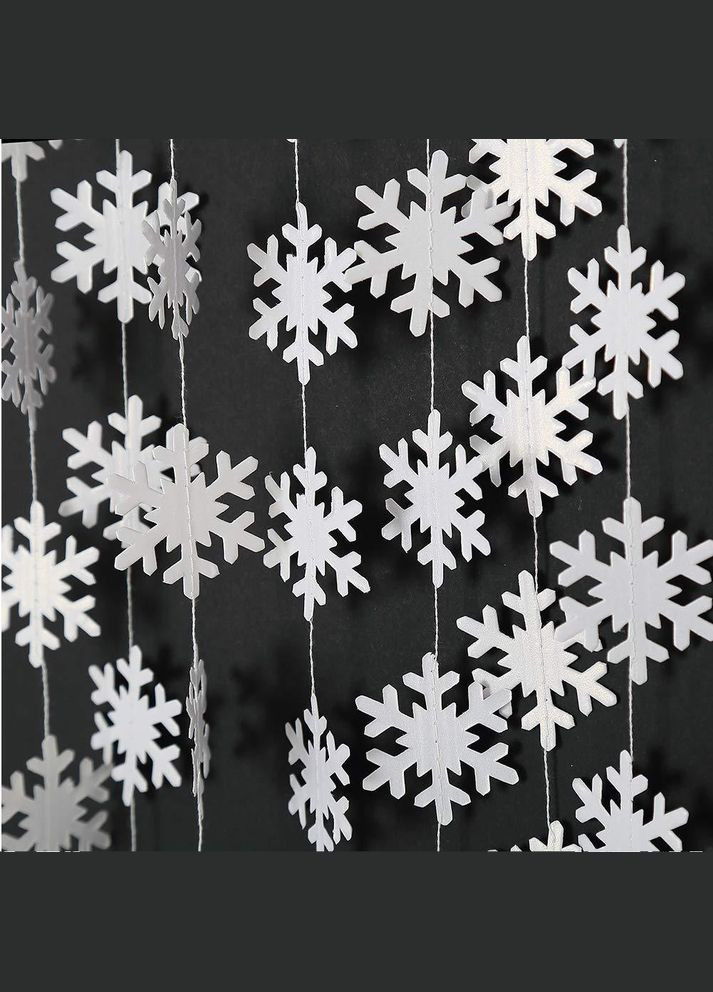 Гирлянда из снежинок новогодняя на нитке 4 м 5 см белый Jannet Гірлянда (307931966)