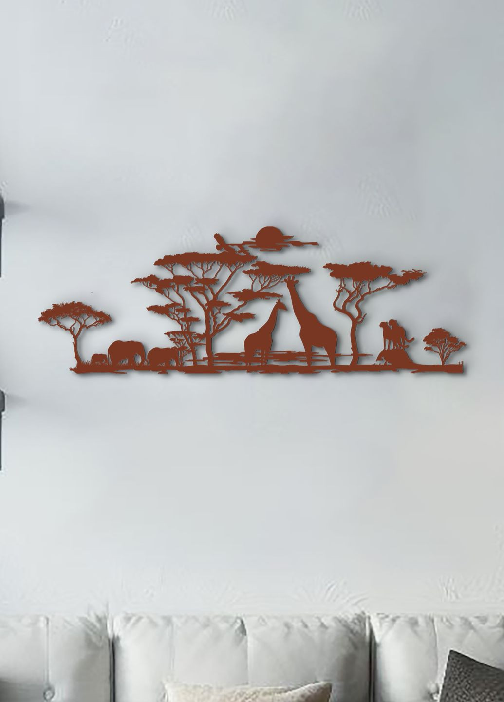 Интерьерная картина на стену, декор для комнаты "Африканские животные", минималистичный стиль 40х15 см Woodyard (292113748)