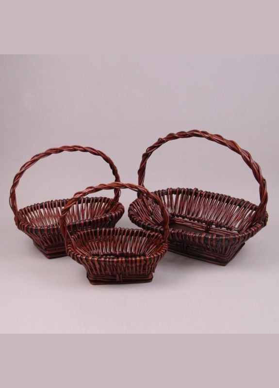 Комплект коричневих кошиків з лози 3 шт. 38981 Flora (320664078)
