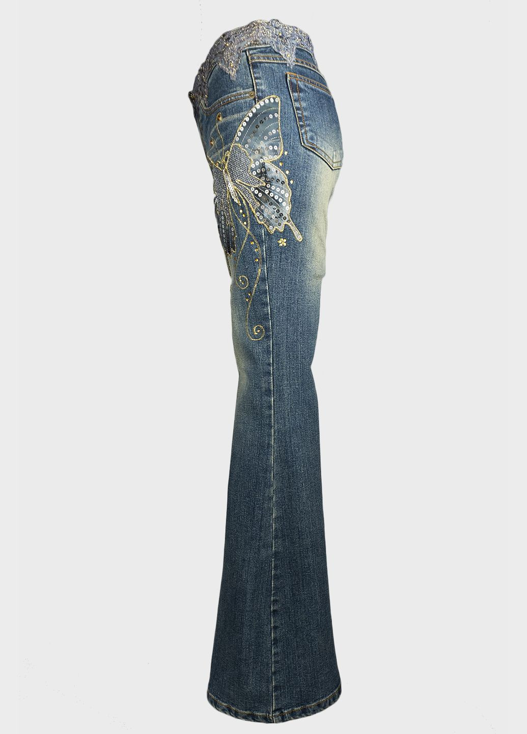 Женские винтажные клешеные джинсы S-10 46 Синий Tantra - (272797651)