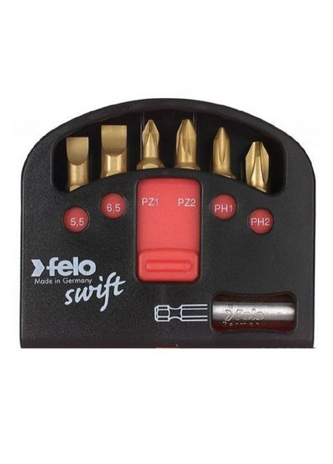 Набір біт Swіft TІN 25 мм 5,5х1/6,5х1,2/PZ1/PZ2/PH1/PH2+магнітний тримач 7 шт 02060176 (14175) Felo (295042684)