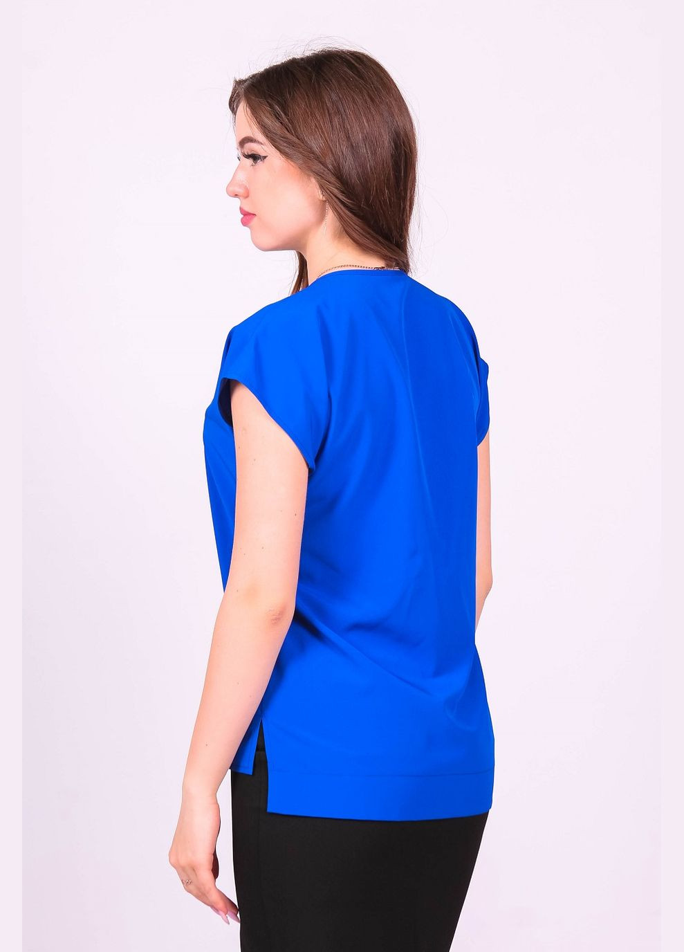 Синяя блузка женская 0071 однотонный софт электрик Актуаль