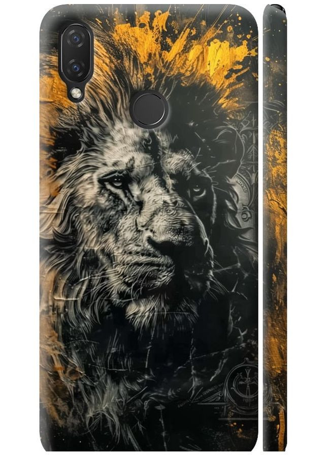 3D пластиковый матовый чехол 'Лев в золотых красках' для Endorphone Huawei P Smart Plus (297658338)