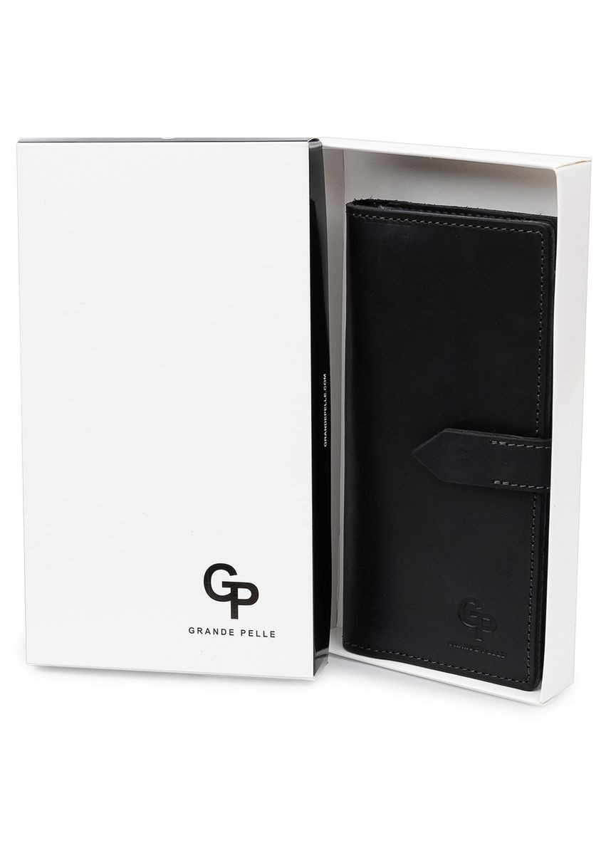 Стильне матове чоловіче портмоне 11560 Чорний Grande Pelle (331911289)