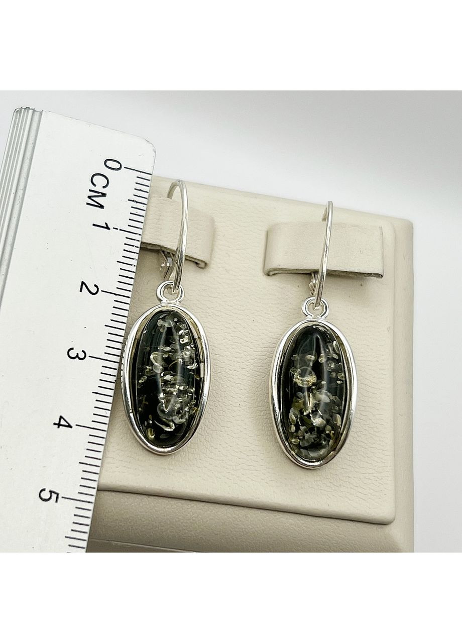Сережки срібні з бурштином 6,9 г No Brand (369736805)