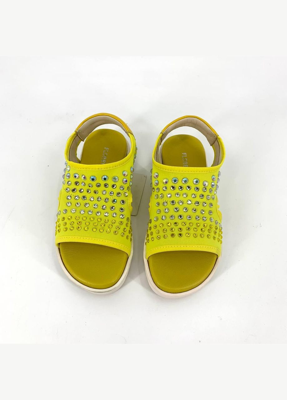 Босоніжки, арт. F1801, жовті/каміння, текстиль/шкіра, Італія, 34 р. Florens (347641979)