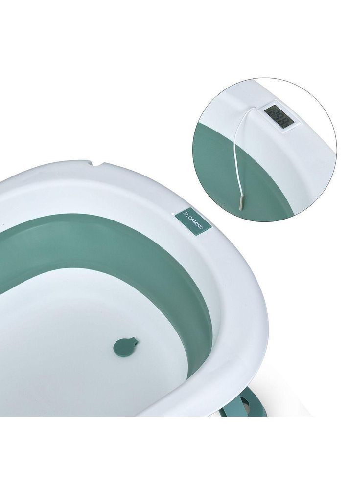 Ванночка дитяча складна ME 1151 PLUS Deep Green з матрацом і термометром Зелена El Camino (360544399)