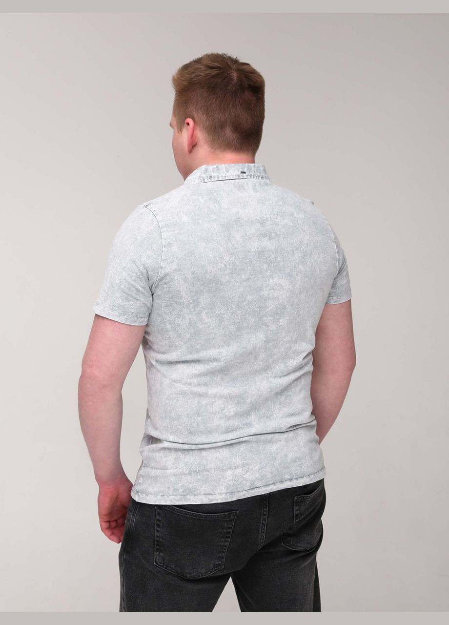 Светло-серая футболка-поло мужское светло-серое однотонное с варкой для мужчин Jean Piere