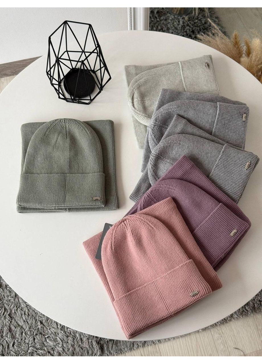 Женский комплект шапка и баф / Теплый женский шапка с хомутом / Женский зимний комплект с флисом No Brand (367102104)