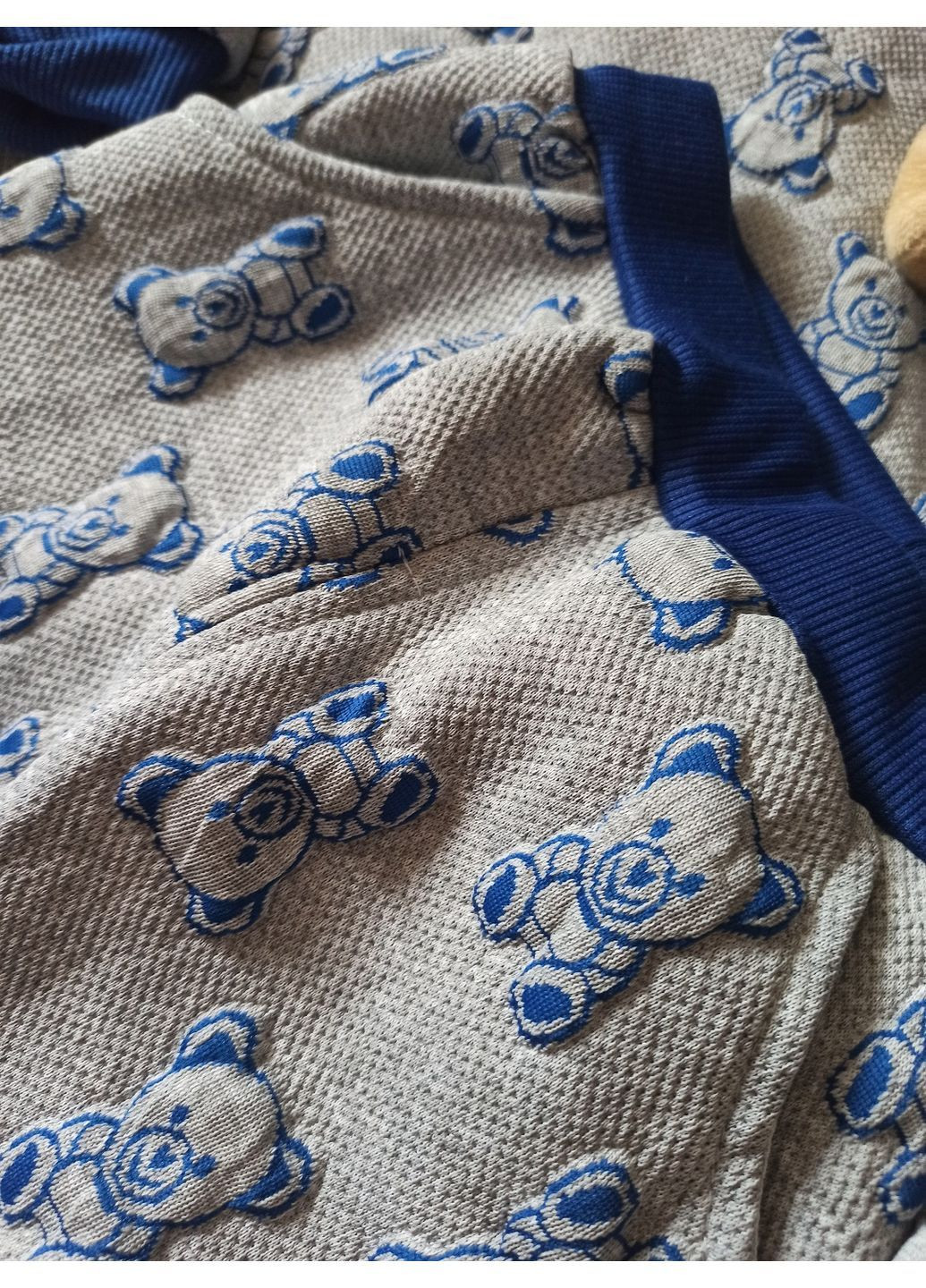 Сіро-синій демісезонний костюм для хлопчика з ведмедиками та знімною іграшкою 🧸 брючний No Brand костюм