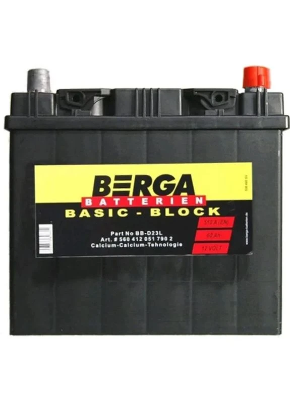 Акумулятор автомобільний Basicblock 60Ah ASIA Ев (-/+) (510EN) (5604120517902) Berga (399666065)