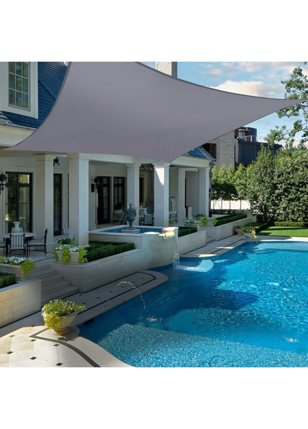 Тент навес затеняющий квадратный 5х5м Оксфорд (Серый) No Brand (332634348)