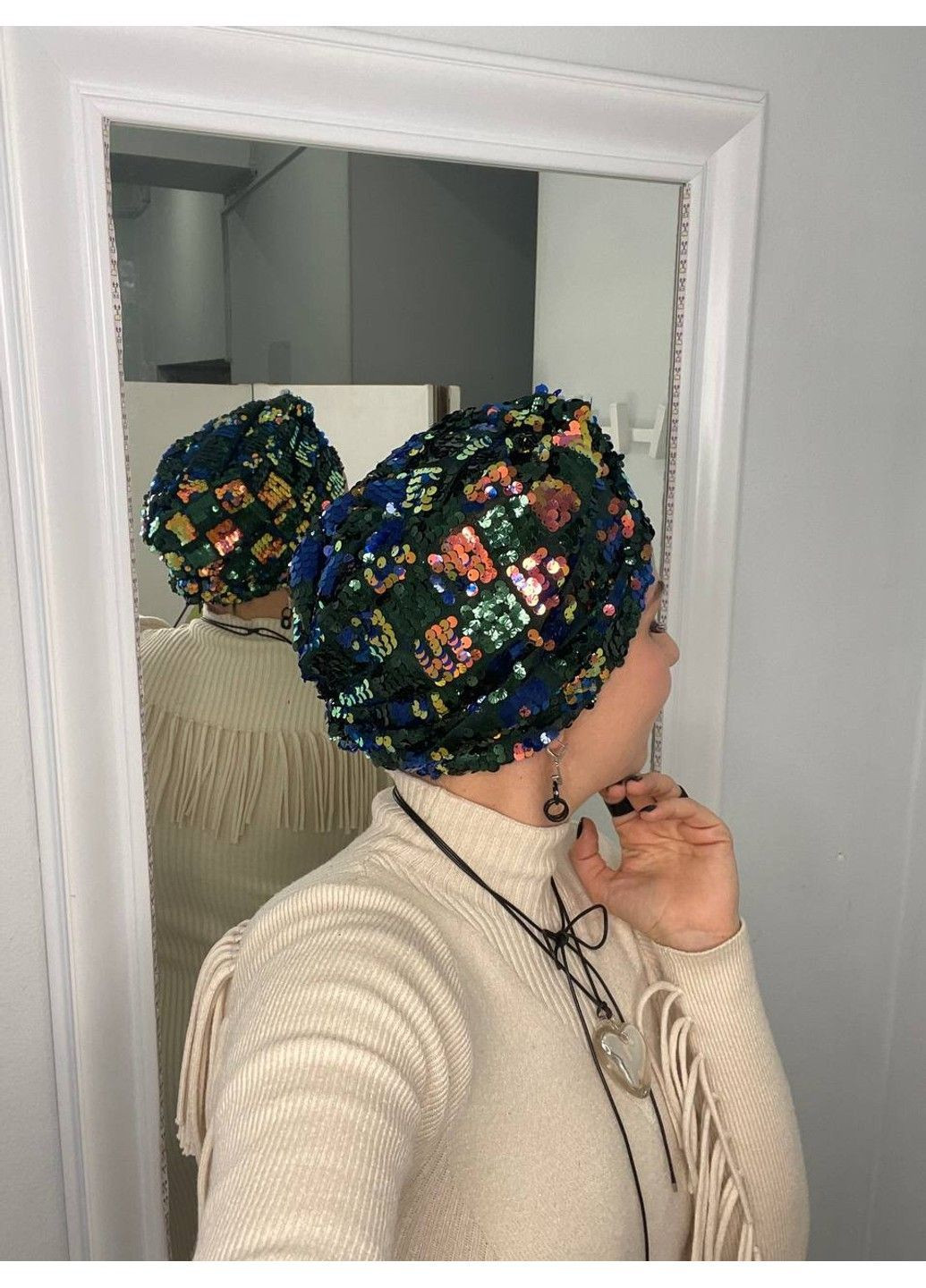 Тюрбан святковий з паєтками BANDANA QUEEN (366817643)