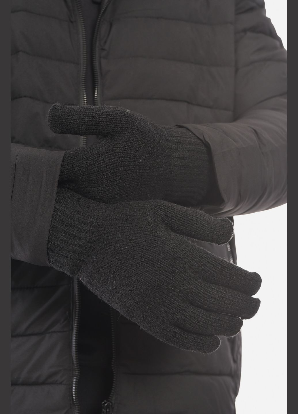 Перчатки мужские акриловые утепленные черного цвета Let's Shop (307791428)