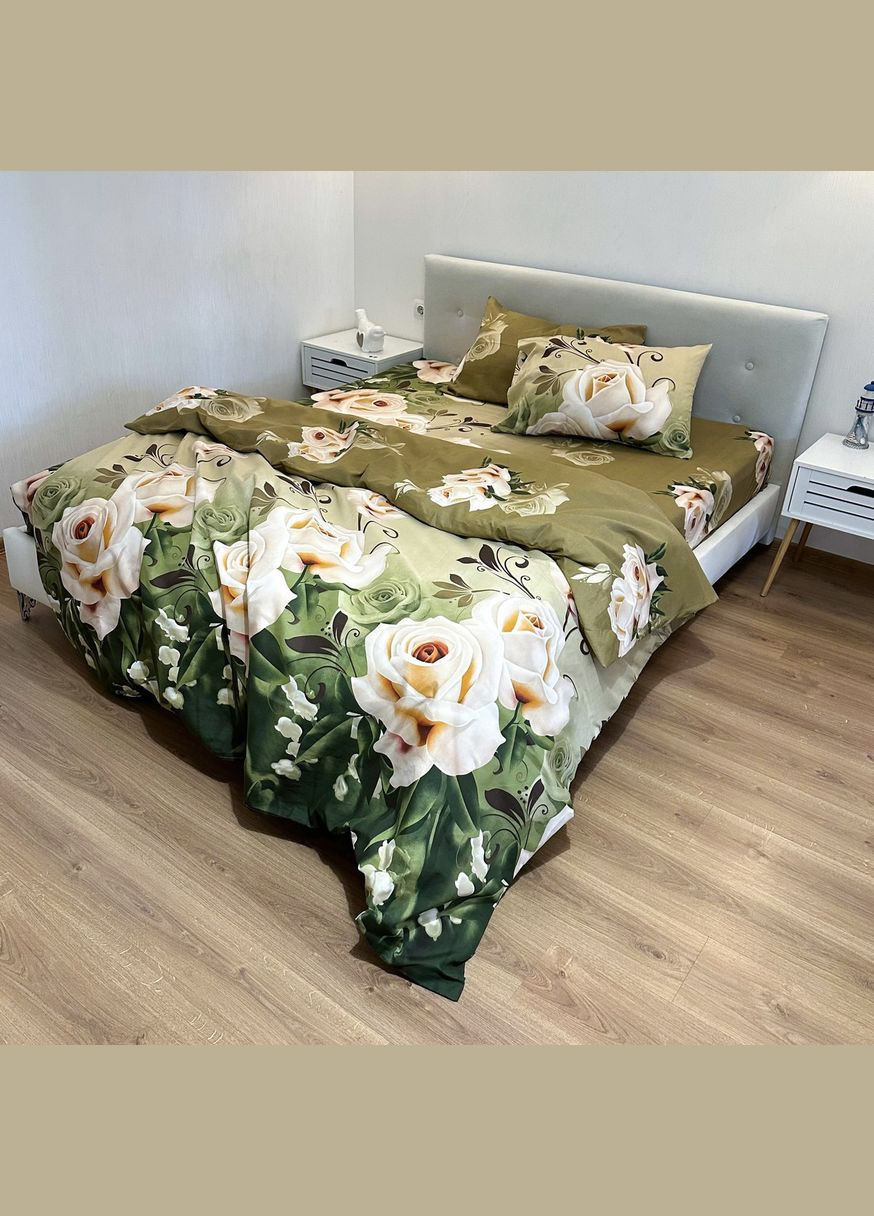 Постельное белье " ", Поликотон, Коричнево-Зеленый, Семейный, P-0108 Lelit (308071766)