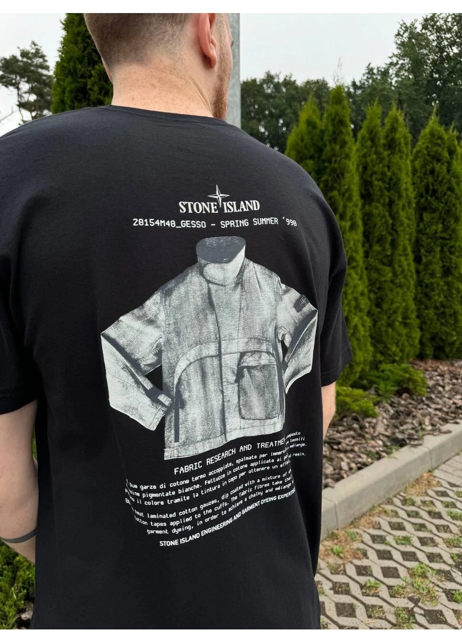 Черная стильная летняя футболка черная Stone Island