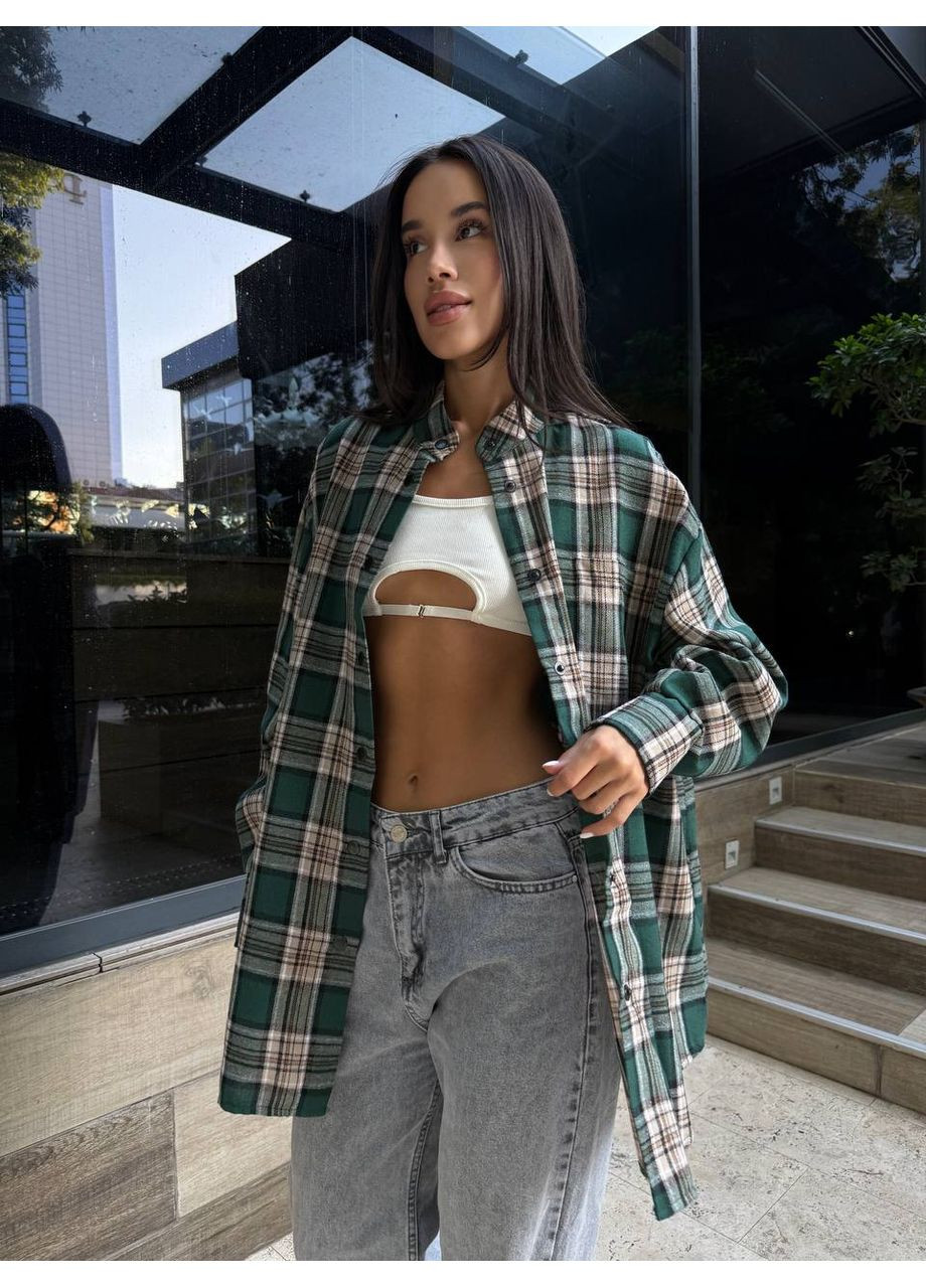 Зеленая повседневный рубашка однотонная DK/DL Мода без кордонів