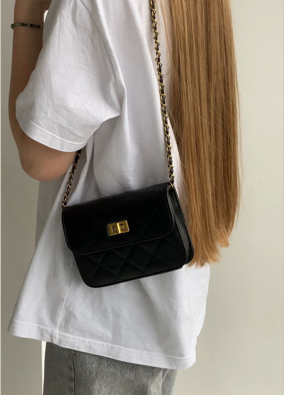 Женская сумка на цепочке кросс-боди 7301 черная No Brand (296008183)