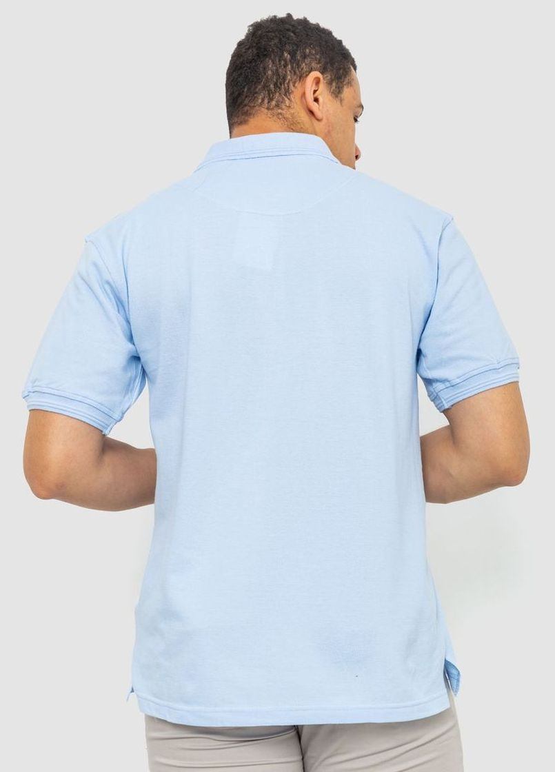Блакитна поло чоловіче однотонне 244r015 з коротким рукавом Ager