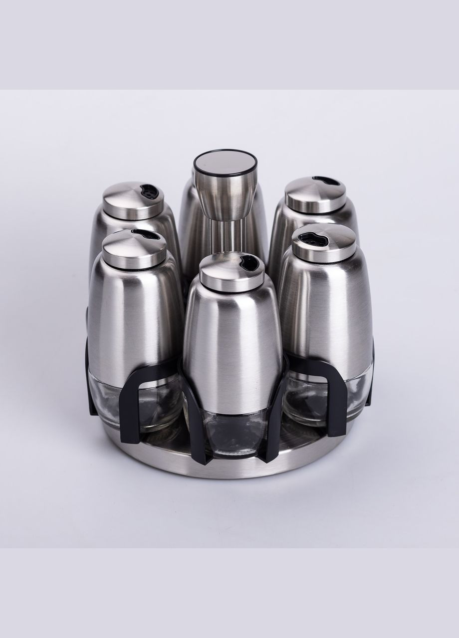 Набір для спецій на поворотній підставці 6 штук по 120 мл, хром Yiwu (326599378)