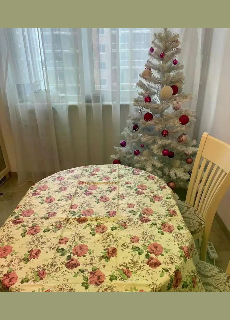 Скатертина вінілова на клейончастій основі для дому 152х228 см мереживна щільна Tea Tree Therapy (342104670)