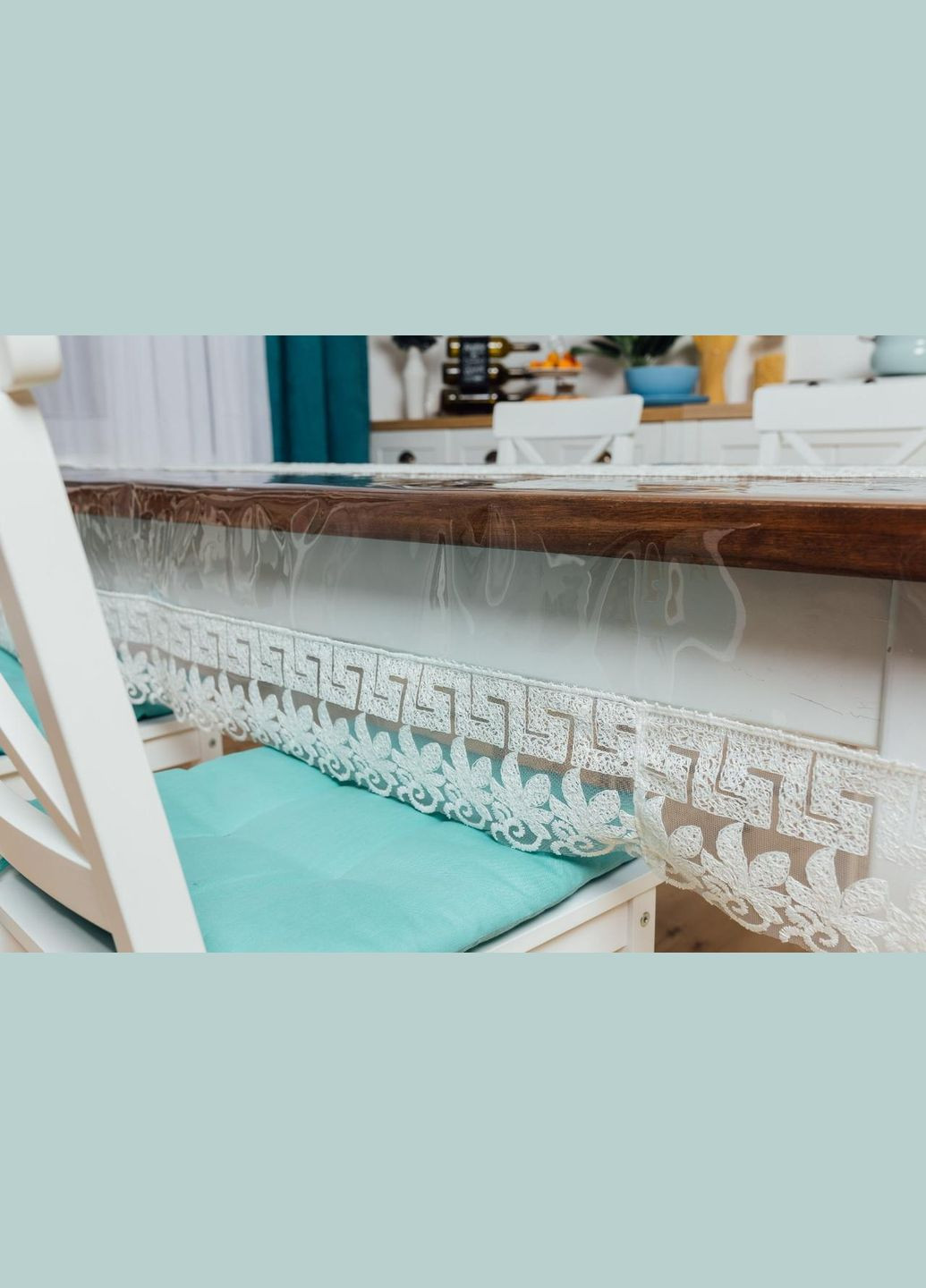 Силіконова скатертина Молочний Версаче Мереживо 240x90см Royal House (315144566)