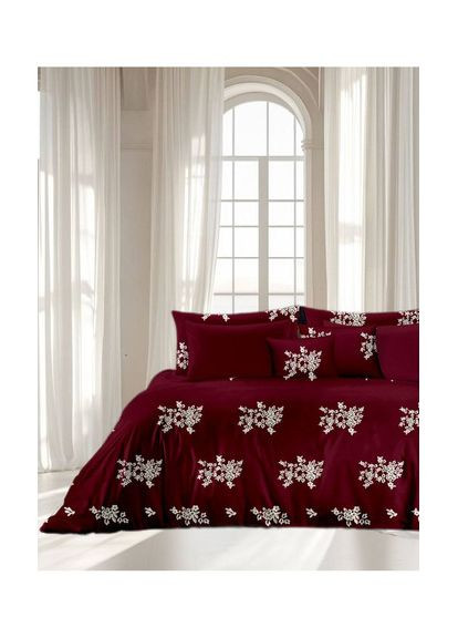 Евро комплект постельного белья Red 100% Хлопок 200х220 см (Ble-77581) Vital-Textile (367262610)
