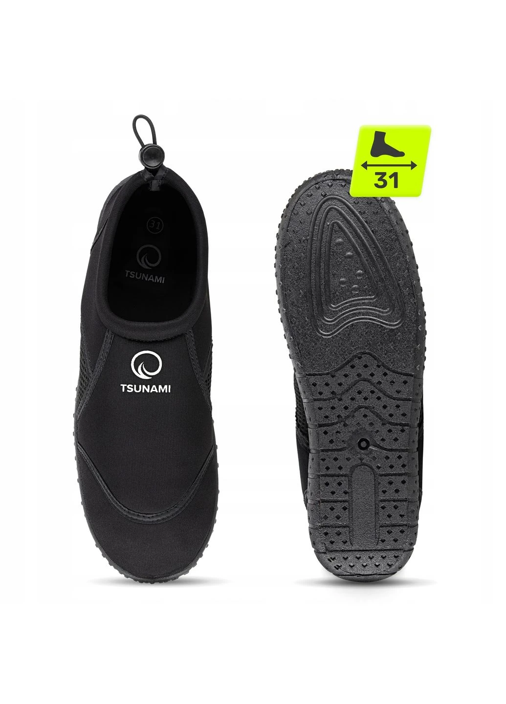 Взуття для пляжу (аквашузи) Slip-On для плавання та водних видів спорту Size Black () TSUNAMI P-5905973406208 (375854592)