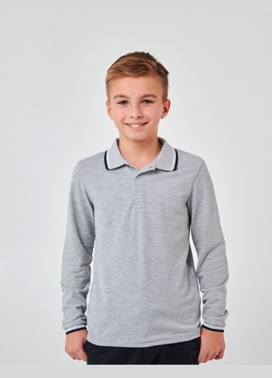 Футболка-поло (довгий рукав) Сірий меланж Smil (297365086)