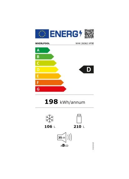 Холодильник WHK26362XP5EZEVS WHIRLPOOL WHK26362XP5E