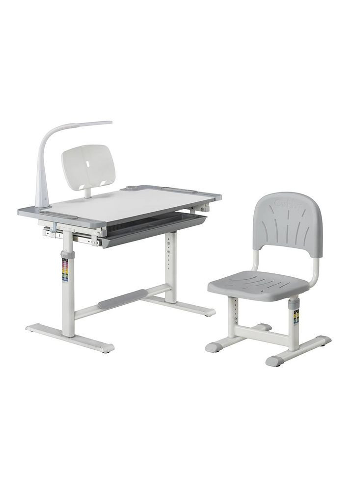Дитяча парта-трансформер зі стільцем із жорсткою фіксацією Lupin 800x505x547-727 мм Grey Cubby (353690694)