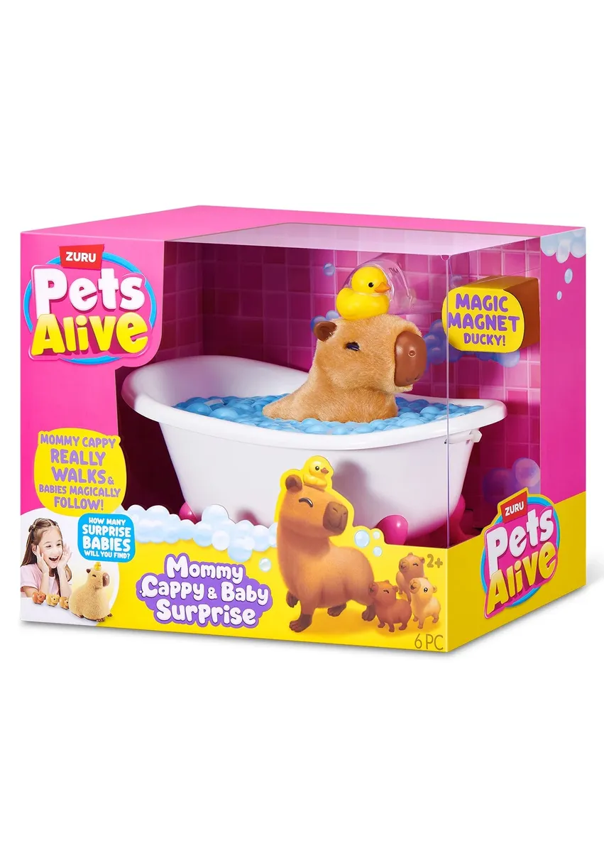 Інтерактивна іграшка Pets Alive Мама капібара з малюками, звук, ванна, 18 см Pets & Robo Alive (408454681)