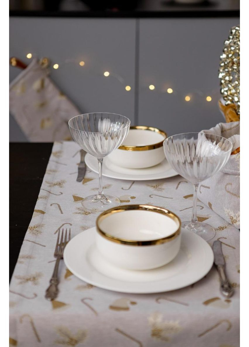 Ранер на стіл жаккардовий 40х140 см Шапочки на бежевому Прованс (366969910)