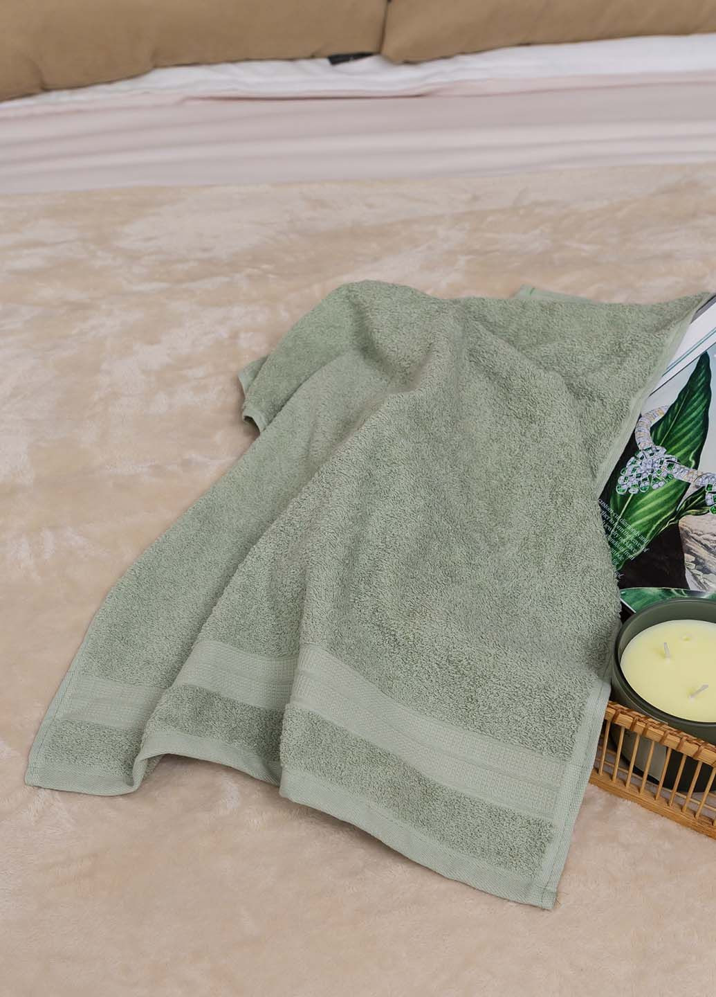 Рушник лицьовий махровий 90х50 см Homedec однотонний м'ятний