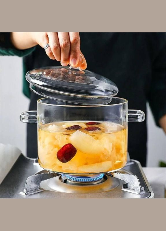 Скляна кастрюля з кришкою 1.5л для плити (GK-5160) No Brand (366818173)