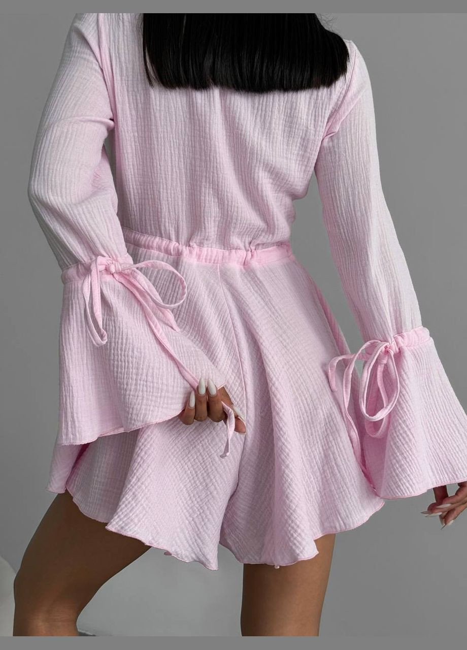 Муслиновый комбинезон Україна комбинезон-шорты розовый повседневный, кэжуал муслин