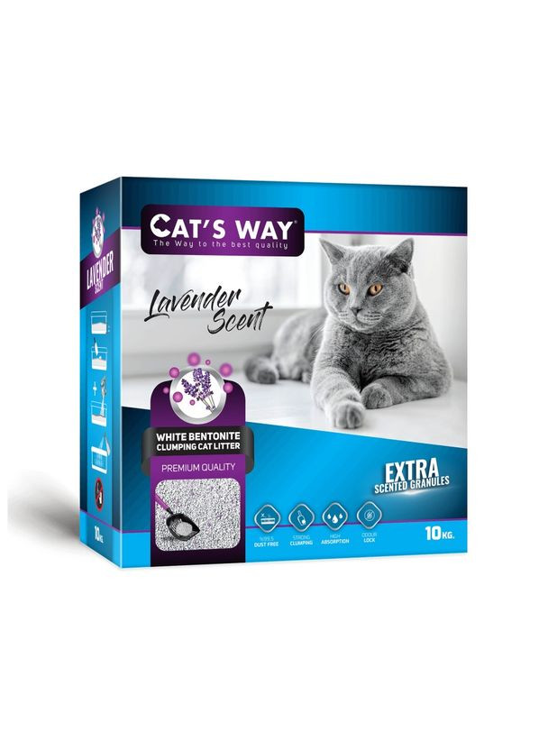 Наполнитель для кошачьего туалета Lavander Scented бентонитовый комкующий с ароматом лаванды 10 кг коробка Cat's Way (268987697)