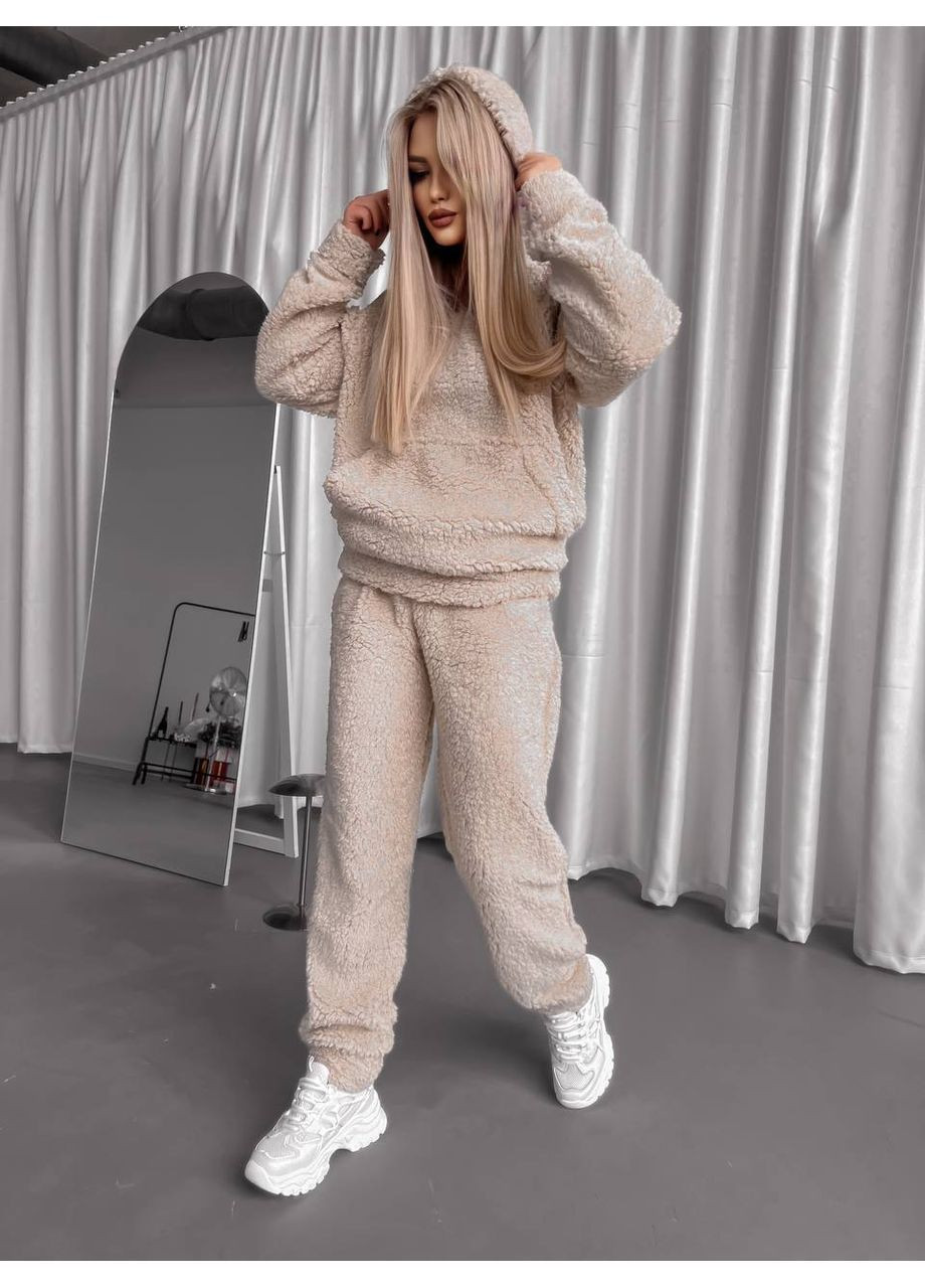 Теплый костюм «Teдди» 🧸 кофта с капюшоном и карманом кенгуру No Brand (369249482)