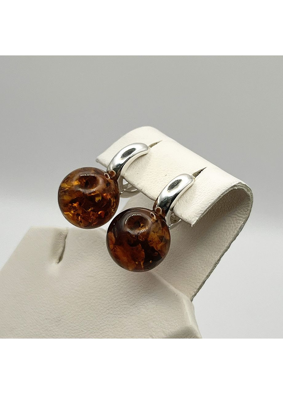 Сережки срібні з бурштином 5,7 г No Brand (369736822)