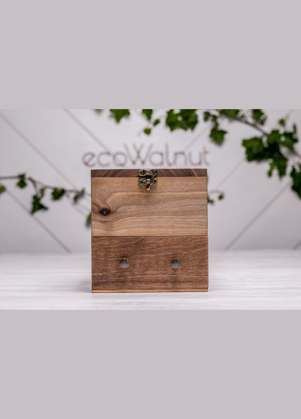 Коробочка для годинників зі скляною кришкою з ящиком 4 EcoWalnut (295266104)