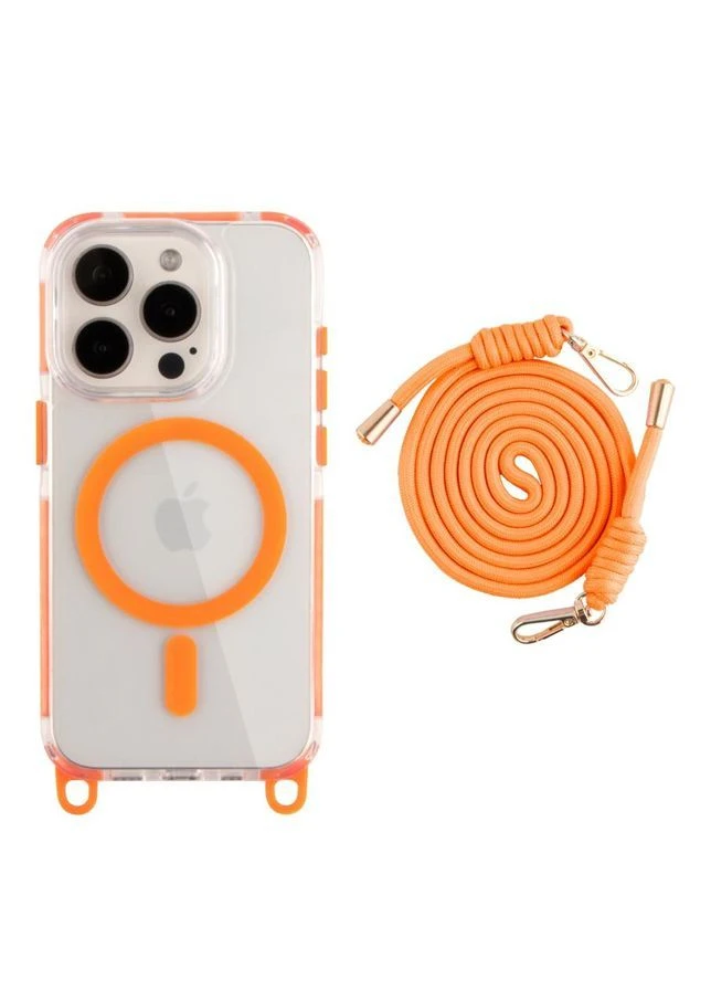 Чехол TPU+PC LanyardCase with MagSafe для iPhone 15 Pro Max Orange No Brand (391207636)