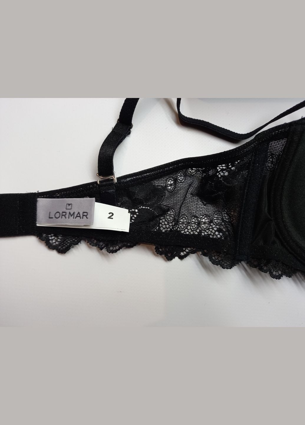 Чёрный роскошный бюстгальтер анжелика с гипюром deluxe лормар Lormar полиамид